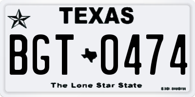 TX license plate BGT0474