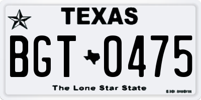 TX license plate BGT0475