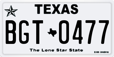 TX license plate BGT0477
