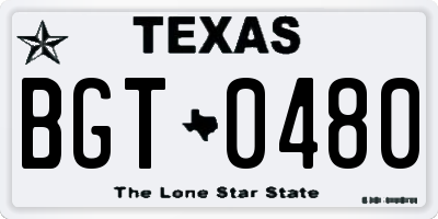 TX license plate BGT0480