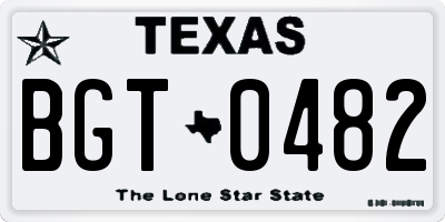 TX license plate BGT0482