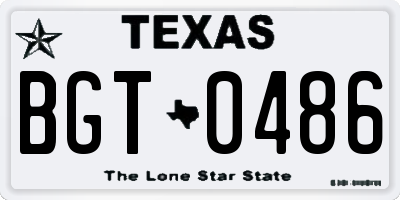 TX license plate BGT0486