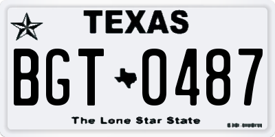TX license plate BGT0487