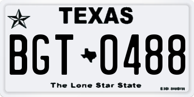 TX license plate BGT0488