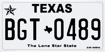 TX license plate BGT0489