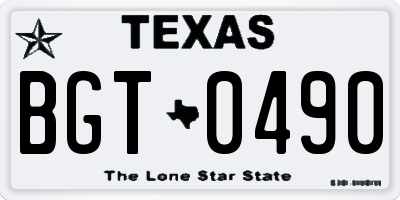 TX license plate BGT0490