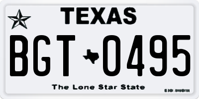 TX license plate BGT0495