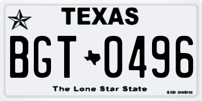 TX license plate BGT0496