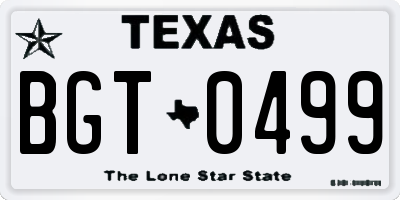 TX license plate BGT0499
