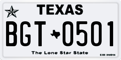 TX license plate BGT0501