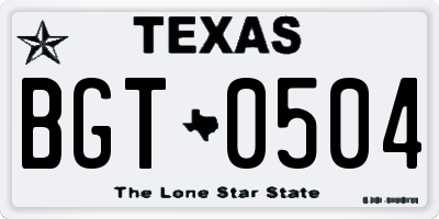 TX license plate BGT0504