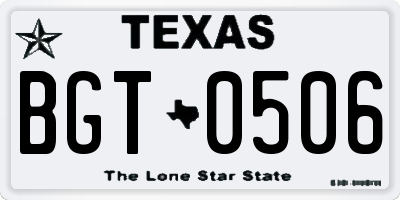 TX license plate BGT0506
