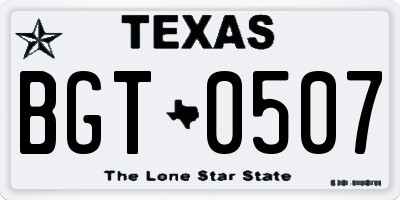 TX license plate BGT0507