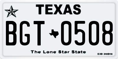 TX license plate BGT0508