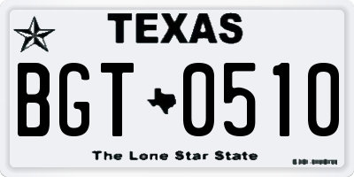 TX license plate BGT0510