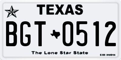 TX license plate BGT0512