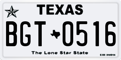 TX license plate BGT0516