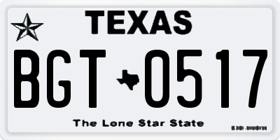 TX license plate BGT0517