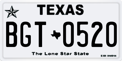 TX license plate BGT0520