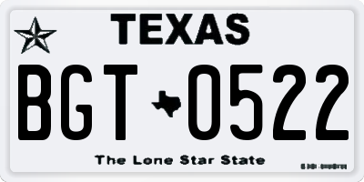 TX license plate BGT0522