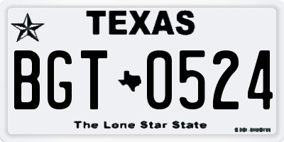 TX license plate BGT0524