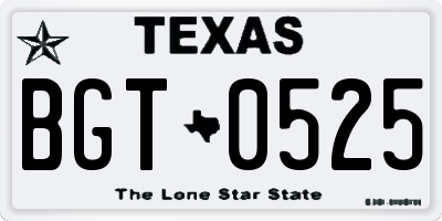 TX license plate BGT0525