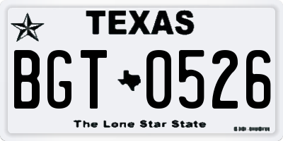 TX license plate BGT0526