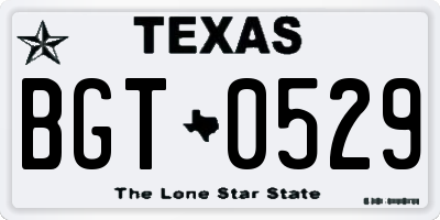 TX license plate BGT0529