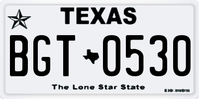 TX license plate BGT0530
