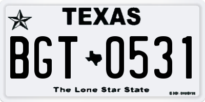 TX license plate BGT0531