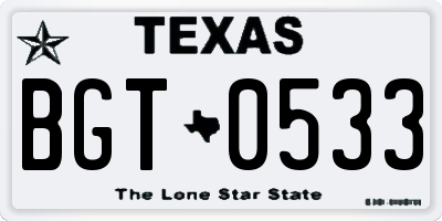 TX license plate BGT0533