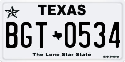 TX license plate BGT0534