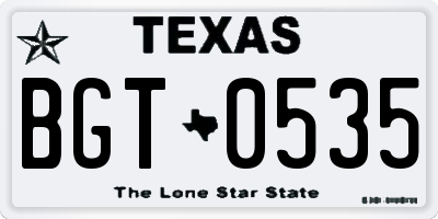 TX license plate BGT0535