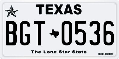 TX license plate BGT0536