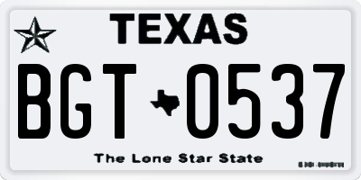 TX license plate BGT0537