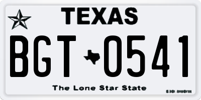 TX license plate BGT0541