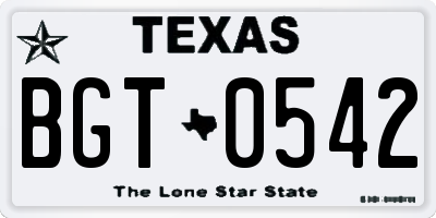 TX license plate BGT0542