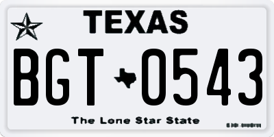 TX license plate BGT0543