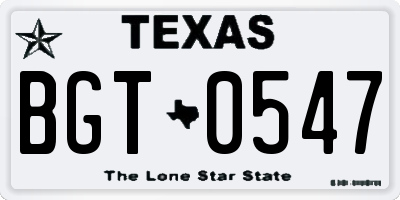TX license plate BGT0547