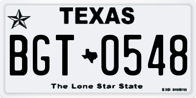 TX license plate BGT0548
