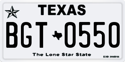 TX license plate BGT0550