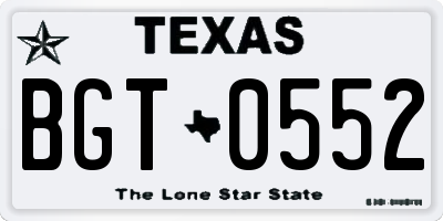 TX license plate BGT0552