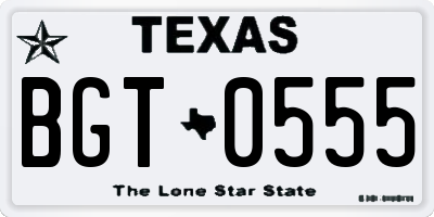 TX license plate BGT0555