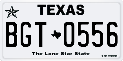 TX license plate BGT0556