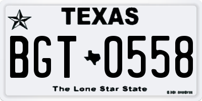 TX license plate BGT0558