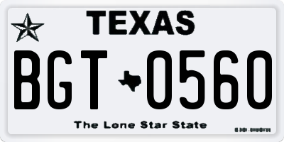 TX license plate BGT0560