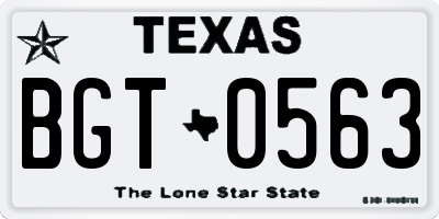 TX license plate BGT0563