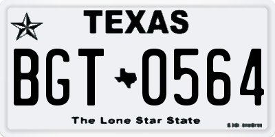 TX license plate BGT0564