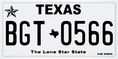TX license plate BGT0566