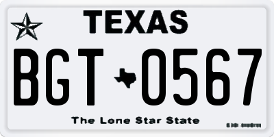 TX license plate BGT0567